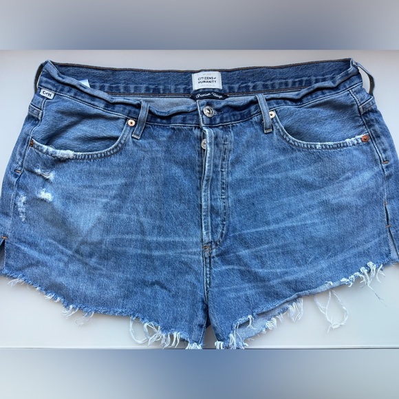Citizens Of Humanity Blue Jean Shorts Distressed Hem - Picture 1 of 4